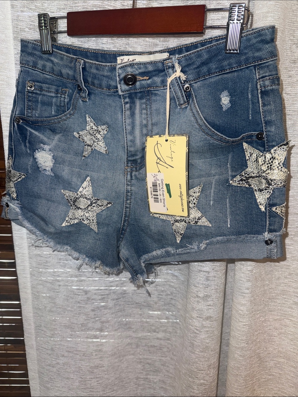 Vintage Havana Blue Denim Star Patch Jean Shorts